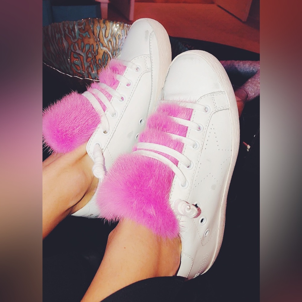 Pink rabbit fur Golden Goose xSuperstar